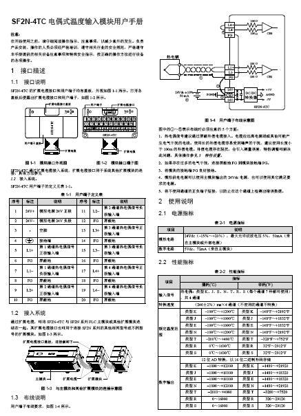 深川SF2N-4TC电偶式温度输入模块用户手册