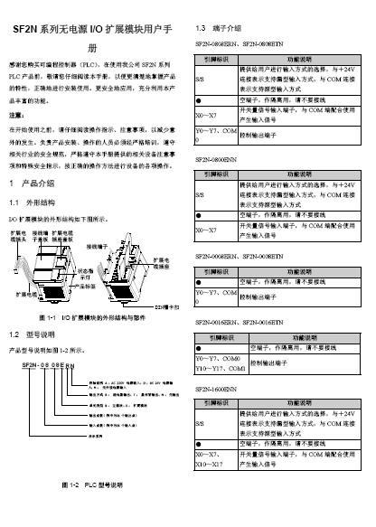 深川SF2N系列无电源IO扩展模块用户手册