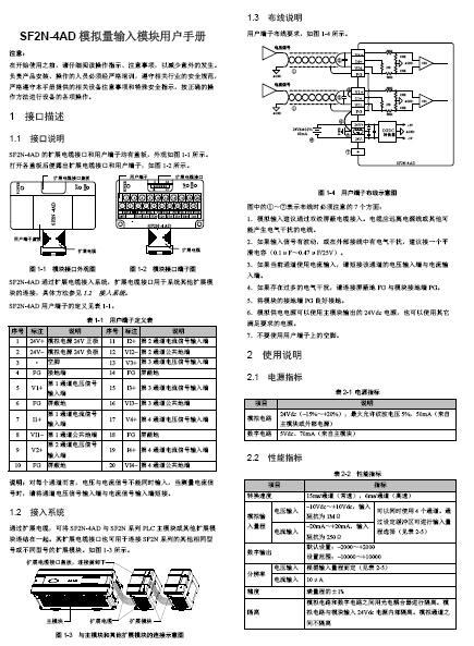 深川 SF2N-4AD模拟量输入模块用户手册